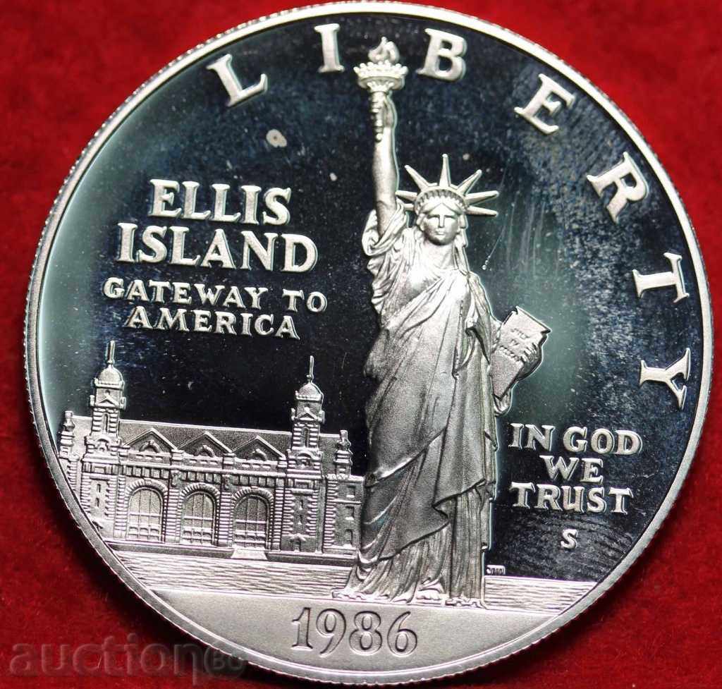 Imobilă 1986-S San Francisco Mint Silver-Elis Island Pr