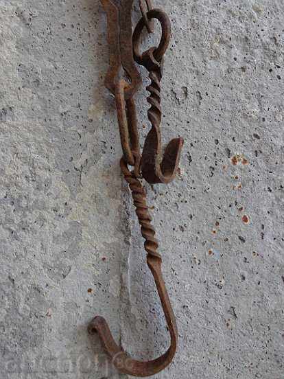 Δημοπρασία Παλιά πλαστά αλυσίδα τζάκι, σφυρήλατο σίδερο γάντζο, κρεμάστρα Δημοπρασία Παλιά πλαστά αλυσίδα τζάκι, σφυρήλατο σίδερο γάντζο, κρεμάστρα