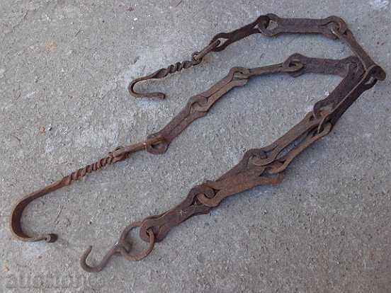 Παλιά πλαστά αλυσίδα τζάκι, σφυρήλατο σίδερο γάντζο, κρεμάστρα - 6 Παλιά πλαστά αλυσίδα τζάκι, σφυρήλατο σίδερο γάντζο, κρεμάστρα - 6