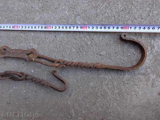 Παλιά πλαστά αλυσίδα τζάκι, σφυρήλατο σίδερο γάντζο, κρεμάστρα - 7 Παλιά πλαστά αλυσίδα τζάκι, σφυρήλατο σίδερο γάντζο, κρεμάστρα - 7