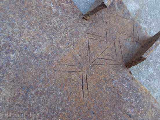 Auction  Old wrought plow with engravings, plow, lemish