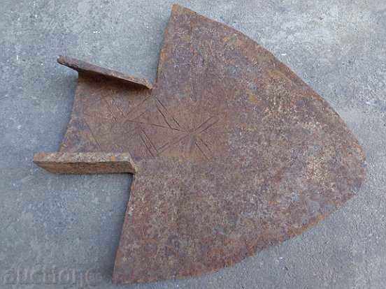 Old wrought plow with engravings, plow, lemish - 5