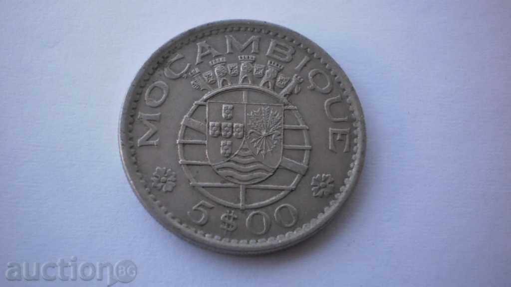 Mozambik 5 Eskudo 1973 Rare monede