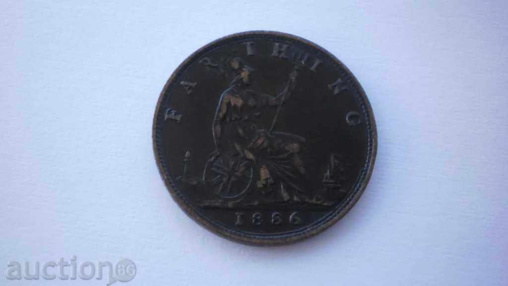 Англия 1 Фартинг 1886 Доста Рядка Монета