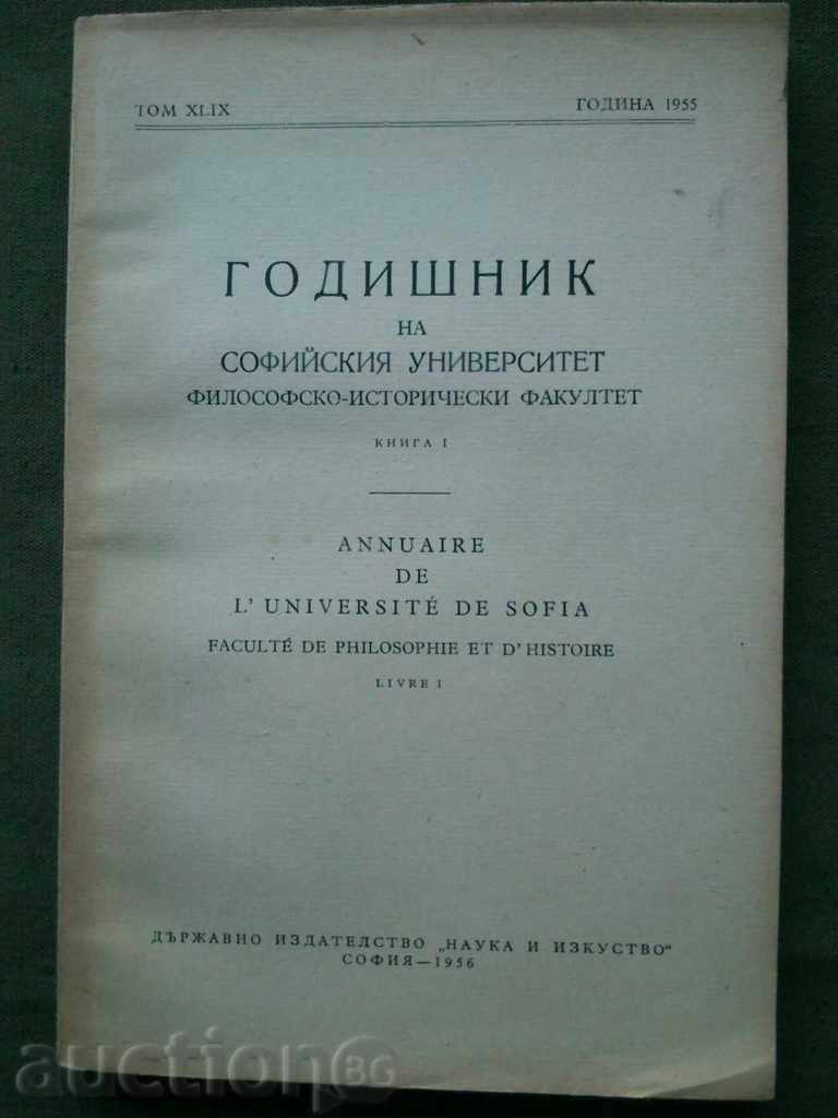 Almanah Universitatea Filosofie și Facultatea de Istorie 1955.
