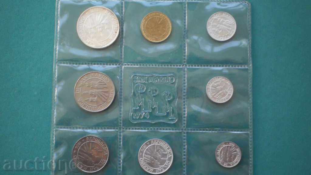 Licitație SAN MARINO cu Set de Mint de Argint Bee 1974 SAN MARINO