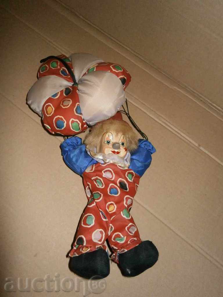 Auction  doll clown parachutist porcelain handmade