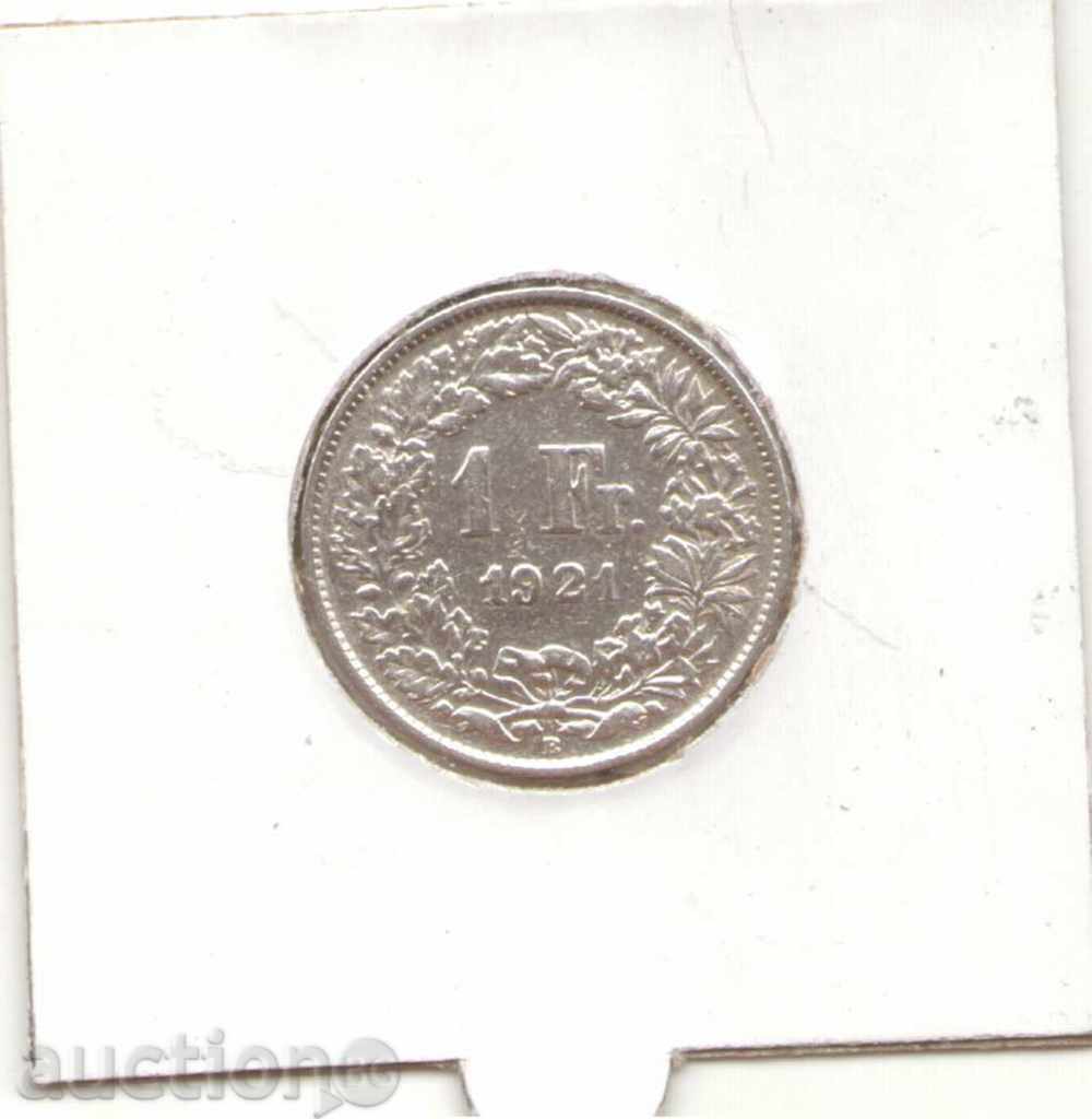 - Switzerland-1 Franc-1921 B-KM# 24-Silver