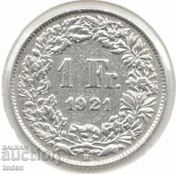 Elveția - 1 Franc - 1921 B - KM# 24 - Argint Elveția - 1 Franc - 1921 B - KM# 24 - Argint