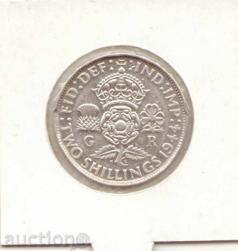 ++United Kingdom-2 Shillings-1944-KM# 835-George VI-silver