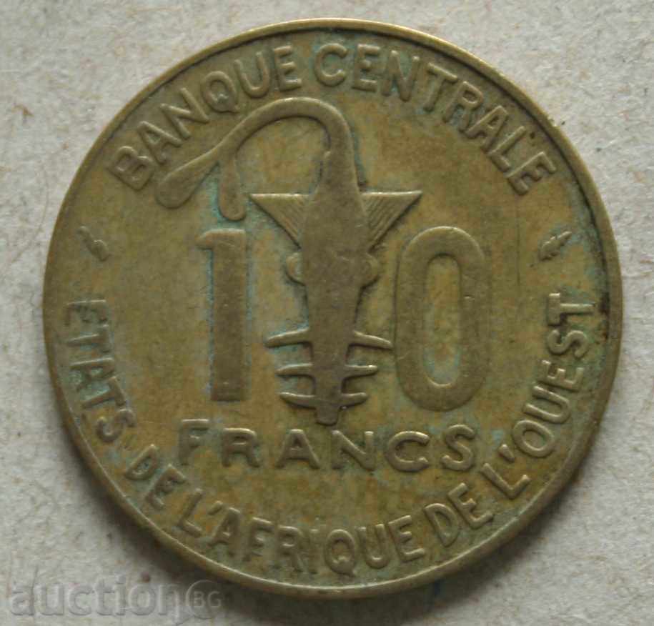 10 franci 1980 Statele din Africa de Vest