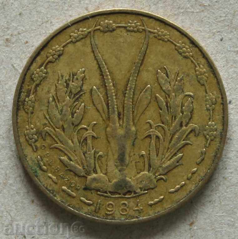 5 franci 1984 Statele din Africa de Vest cu preț € 0.61 | 1.19 BGN