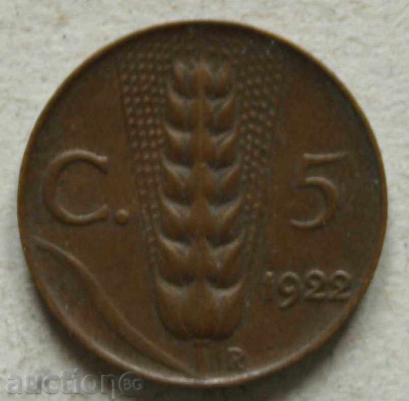 5 centime 1922 Italia