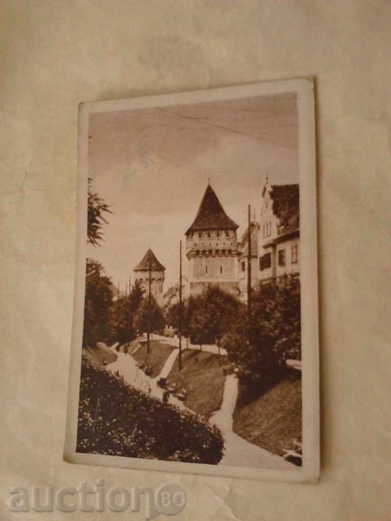 Пощенска картичка Sibiu Promenada de sus 1945