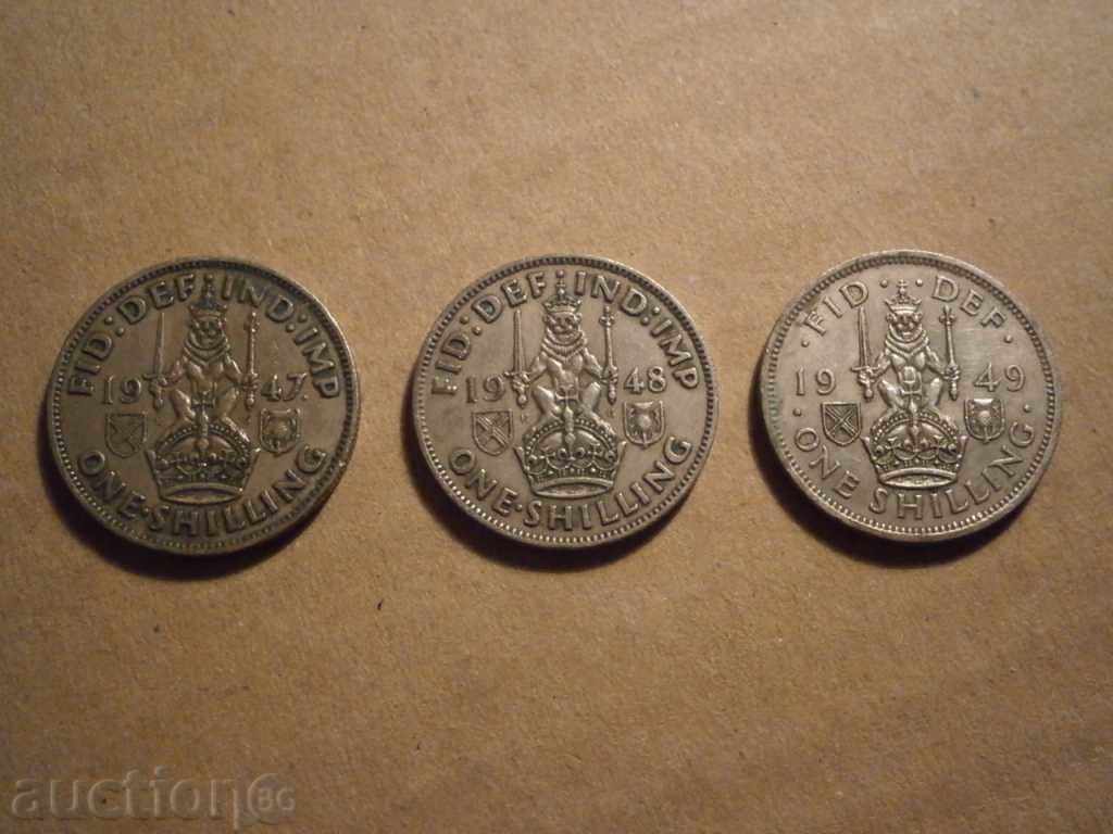 ONE șiling 1947 1948 1949 LOT Schilling INDIA
