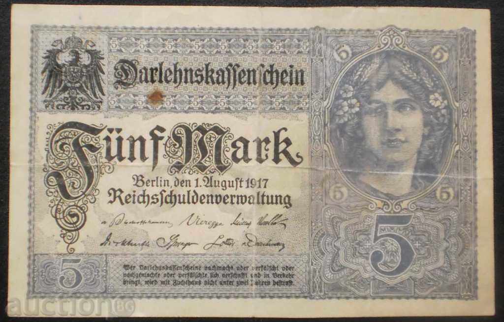 Banknota Germania 5 Mapk 1917 VF