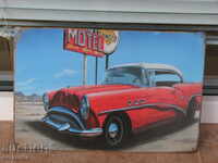 Metal car plate Retro car motel Arrow desert