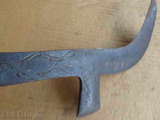 An old hand-forged hammer with primitive engravings, wrought iron - 7
