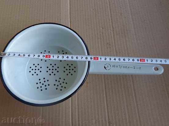 Delivery of Old enamelled colander, enamelled vessel, Bulgaria Delivery of Old enamelled colander, enamelled vessel, Bulgaria