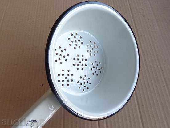 Old enamelled colander, enamelled vessel, Bulgaria - 6 Old enamelled colander, enamelled vessel, Bulgaria - 6