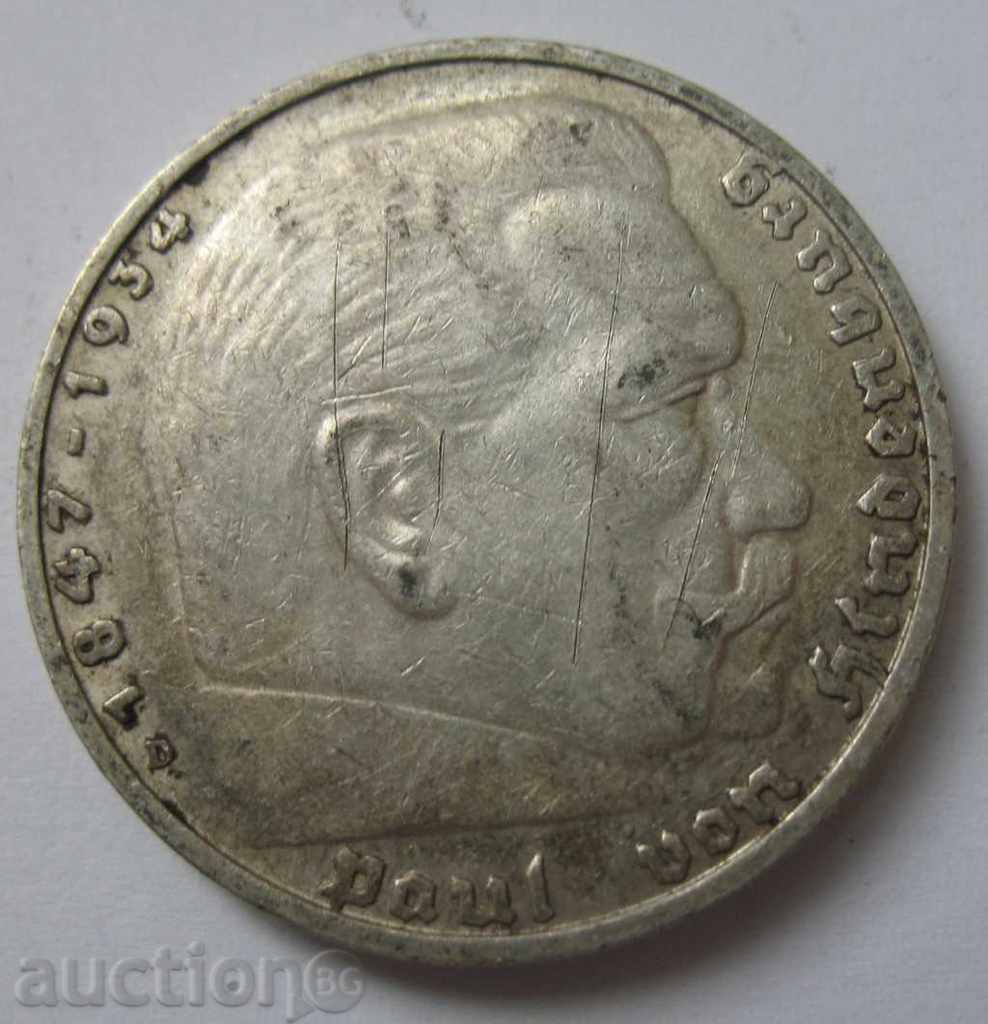 5 ασημένια μάρκα Γερμανία 1935 III Ράιχ - ασημένιο νόμισμα #32