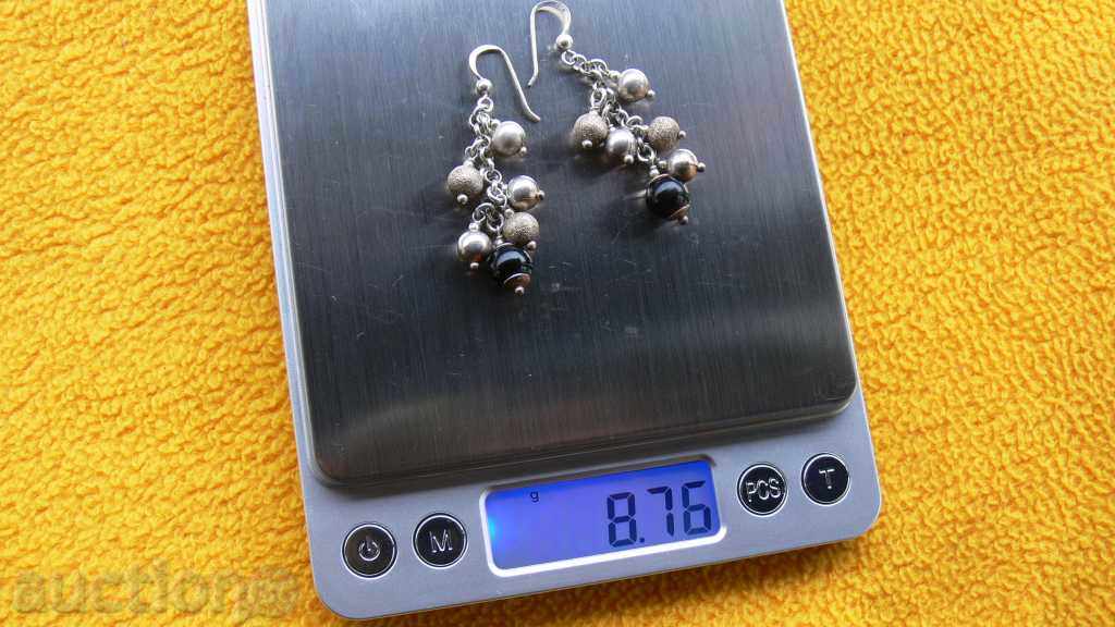 Σκουλαρίκια Ασήμι και Onyx - 8,76 g