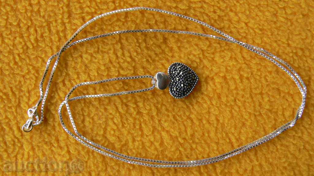 SILVER LACQUER WITH VISULKA HEART AND MARKEZITIS with price 50.00 BGN | € 25.56