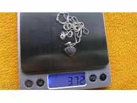 СРЕБЪРНО ЛАНЧЕ С ВИСУЛКА СЪРЦЕ И МАРКЕЗИТИ