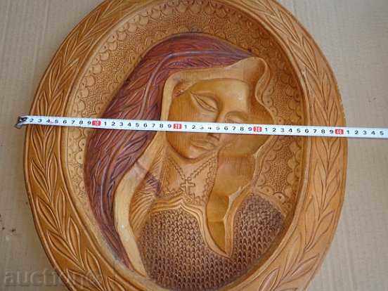 Bas-relief from wood, sculpture, wood-carving, wooden, Virgin Mary with price 93.00 BGN | € 47.55 Bas-relief from wood, sculpture, wood-carving, wooden, Virgin Mary with price 93.00 BGN | € 47.55