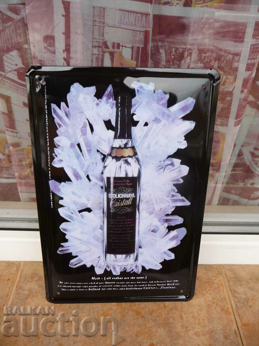 Placa de metal Stolichnaya vodca Stolichnaya rus de cristal