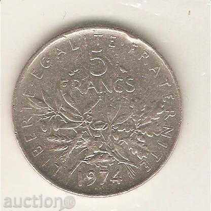 +Франция  5  франка  1974 г.