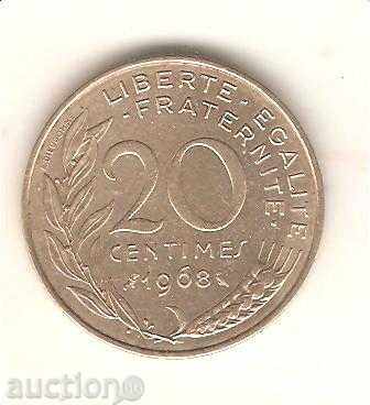 +Франция  20  сантима  1968 г.