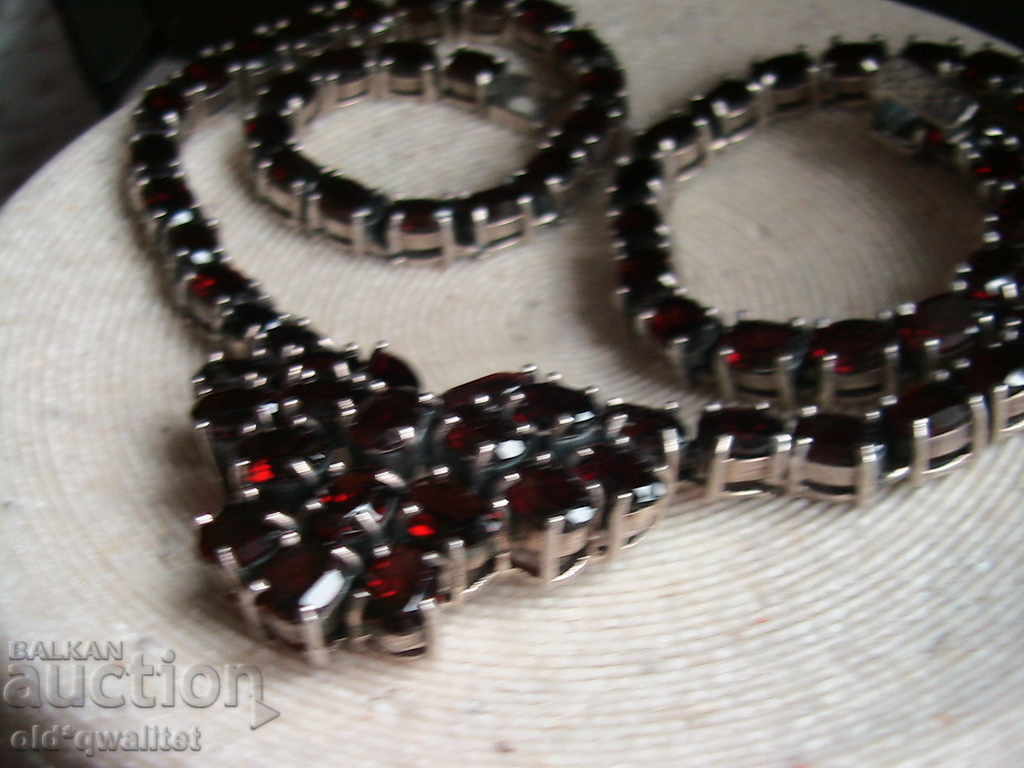 CHARMING SILVER NECKLACE WITH NATURAL GARNET, 925 SILVER - 5 CHARMING SILVER NECKLACE WITH NATURAL GARNET, 925 SILVER - 5