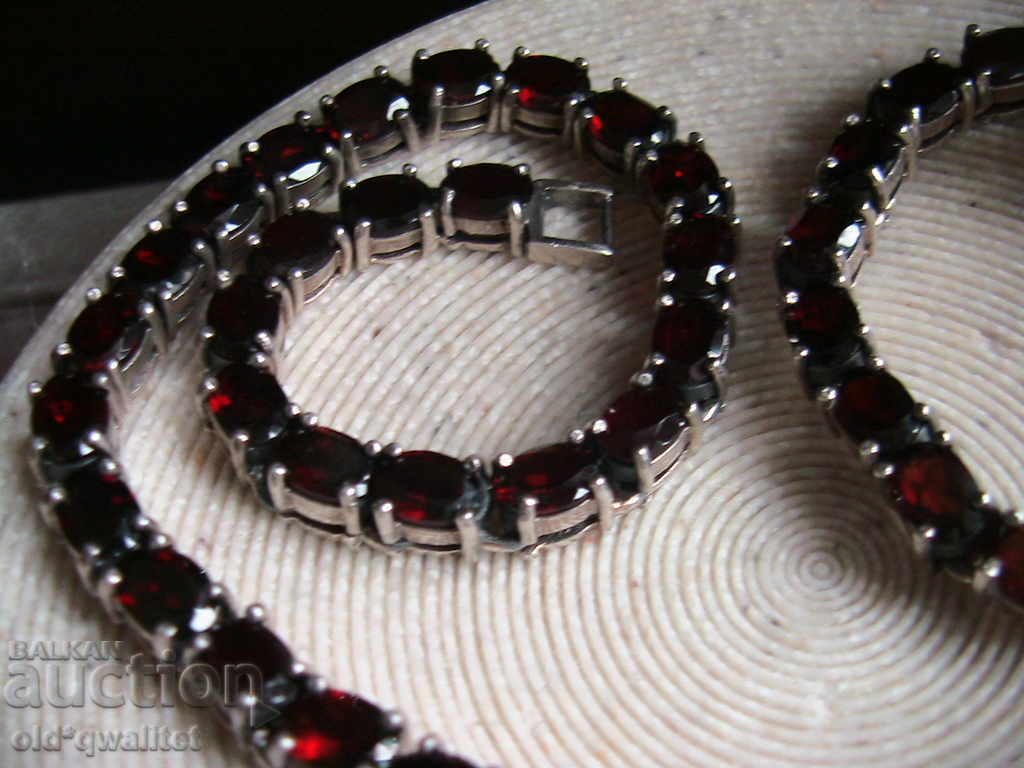 CHARMING SILVER NECKLACE WITH NATURAL GARNET, 925 SILVER - 7 CHARMING SILVER NECKLACE WITH NATURAL GARNET, 925 SILVER - 7