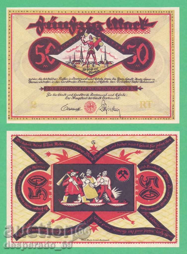 (¯`'•.¸ГЕРМАНИЯ (Dortmund) 50 марки 1922  UNC¸.•'´¯)