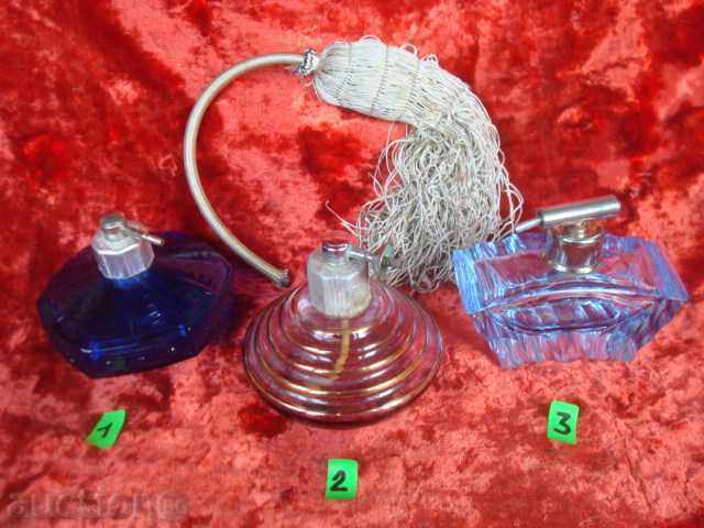 Sticle vechi de parfum, cristal, cobalt. Sticle vechi de parfum, cristal, cobalt.