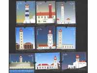 Чисти марки Морски фарове 2008 от Португалия