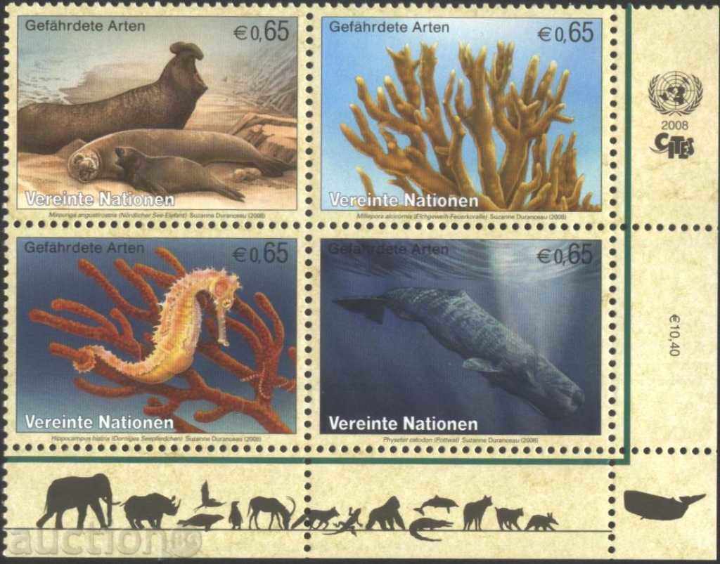 Чисти марки Морска Фауна 2008 ООН  Виена