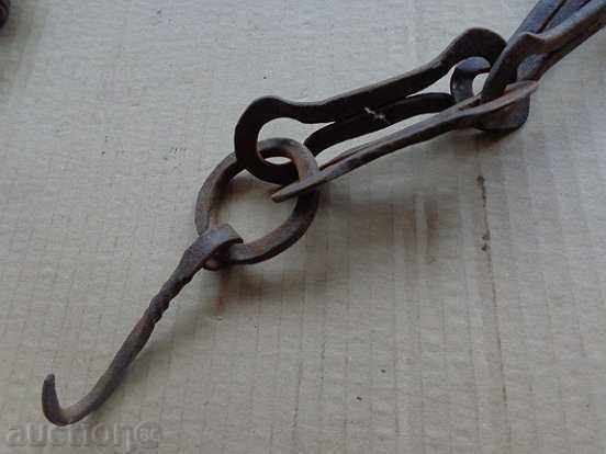 Old forged chain with hook, hearth for hearth - 5 Old forged chain with hook, hearth for hearth - 5