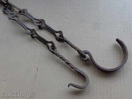 Old forged chain with hook, hearth for hearth - 6 Old forged chain with hook, hearth for hearth - 6
