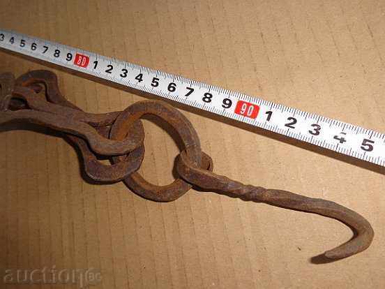 Old forged chain with hook, hearth for hearth - 7 Old forged chain with hook, hearth for hearth - 7