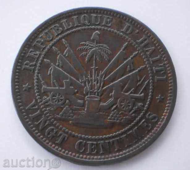 Haiti 20 Sentiment 1863 Pretty Rare Coin