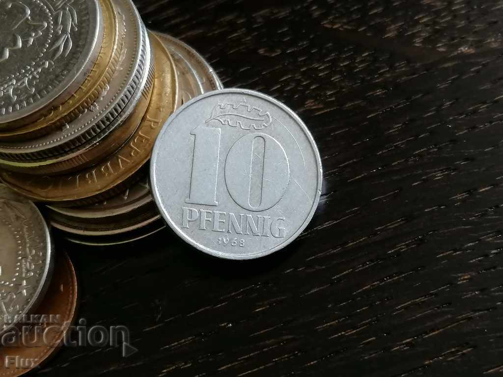 Monedă - Germania (RDG) - 10 pfennigi | 1968; seria A
