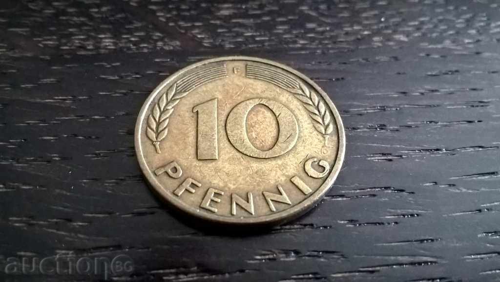 Coin - Germany - 10 pennies 1950; series F with price 1.00 BGN | € 0.51 Coin - Germany - 10 pennies 1950; series F with price 1.00 BGN | € 0.51