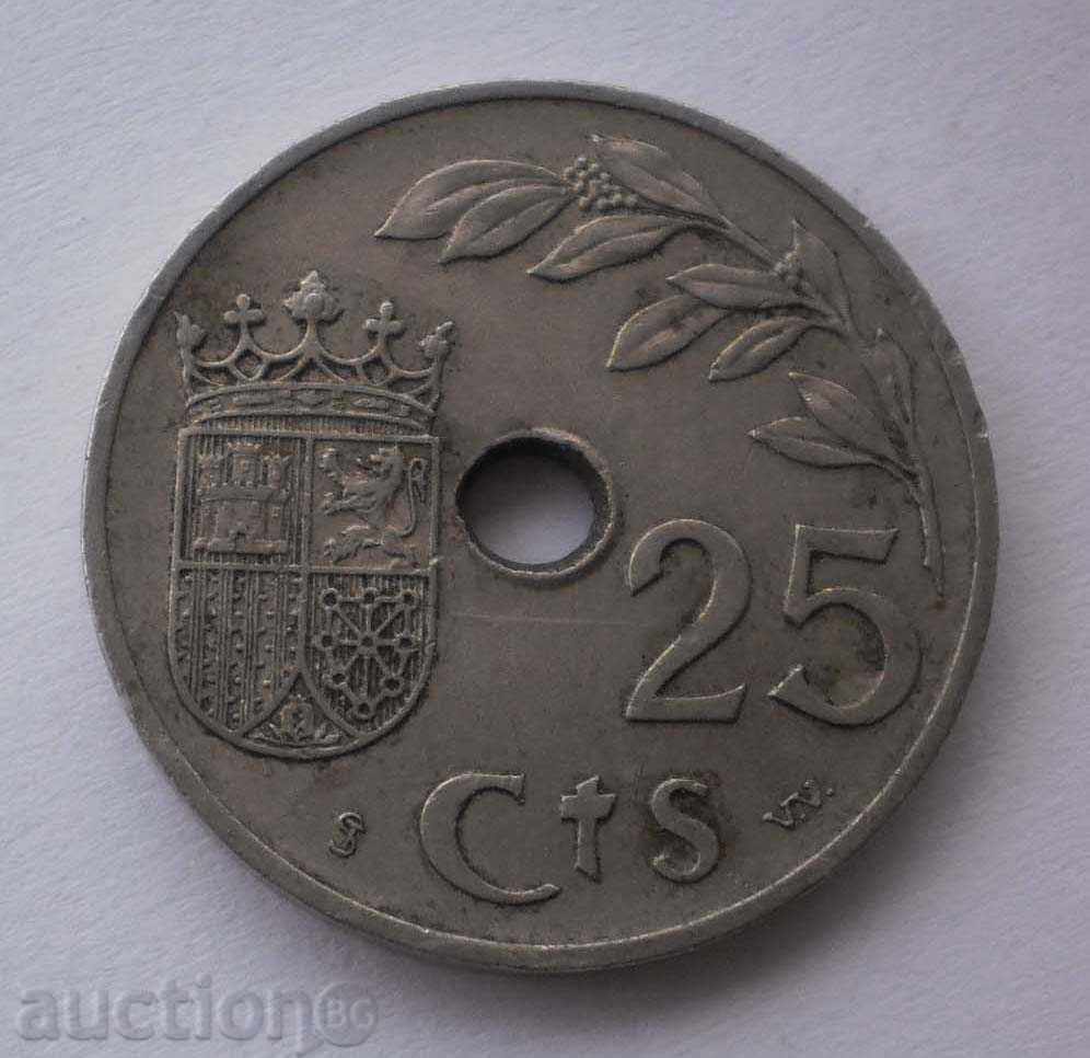 Spain 25 Sentimo 1937 UNC