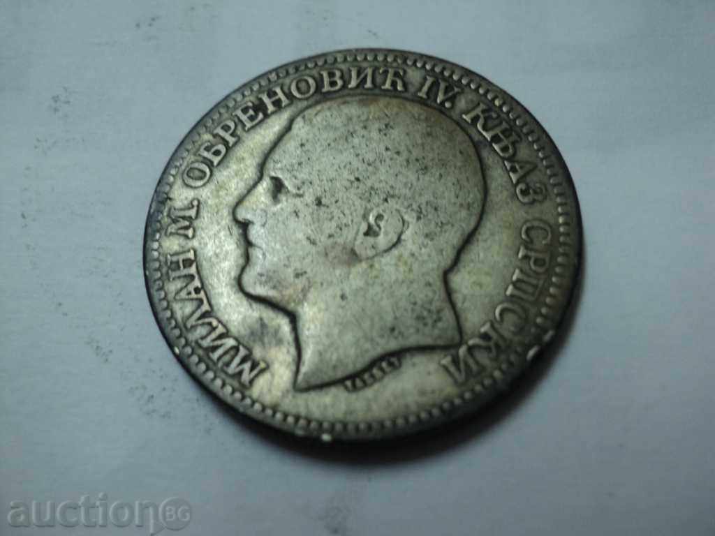 Delivery of 2 dinars 1879-SERBIA, SIBER.