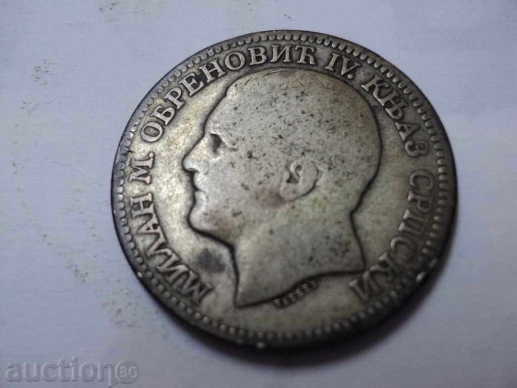 2 dinars 1879-SERBIA, SIBER. - 5