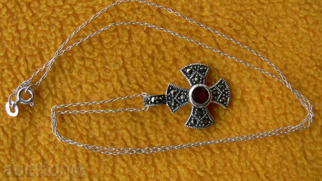 SILVER LENGTH WITH VIRGIN CROSS, RUBIN AND MARKEZITIS with price 50.00 BGN | € 25.56 SILVER LENGTH WITH VIRGIN CROSS, RUBIN AND MARKEZITIS with price 50.00 BGN | € 25.56