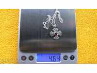 СРЕБЪРНО ЛАНЧЕ С ВИСУЛКА КРЪСТ,РУБИН И МАРКЕЗИТИ