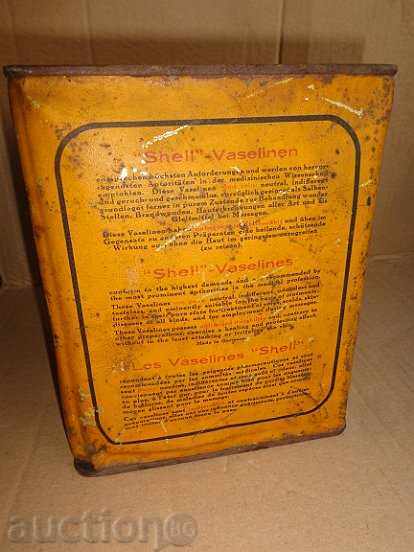 Livrarea Tub Old pentru ulei mineral SHELL, staniu, margine Livrarea Tub Old pentru ulei mineral SHELL, staniu, margine